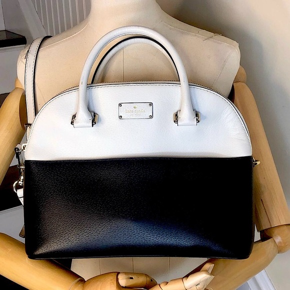 KATE SPADE White Black Leather Dome Shaped Top Handle Crossbody Satchel - Picture 17 of 17